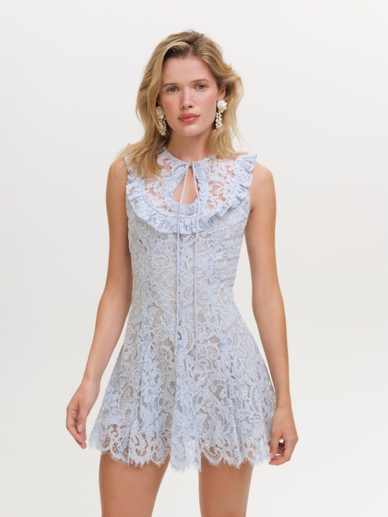 For Love And Lemons Dresses & Skirts - $329 NWT For Love & Lemons Locket Keyhole Mini Dress Powder Blue Lace XS